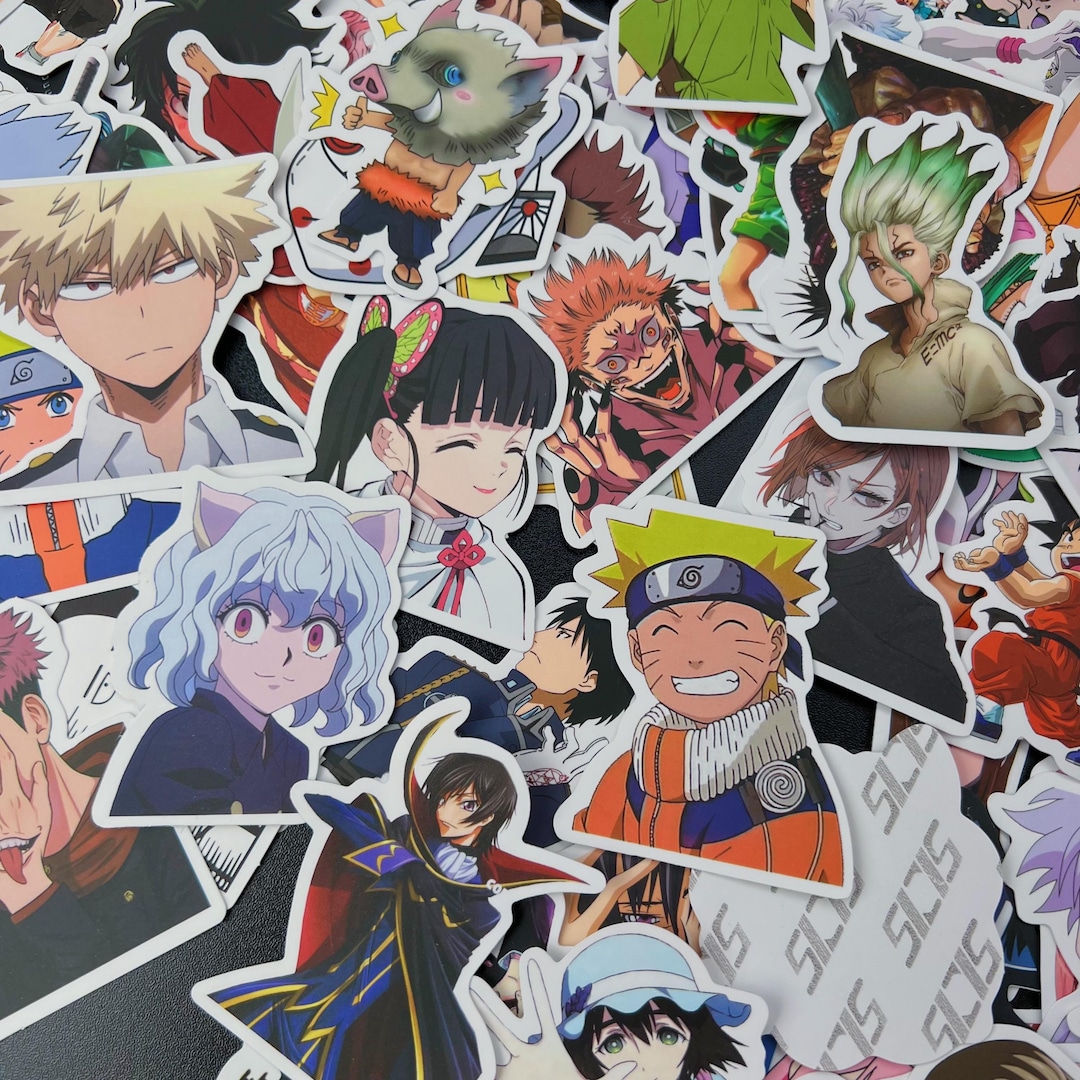 Random Assorted Anime Stickers, 1-100 Pc Themed Anime Waterproof Vinyl ...