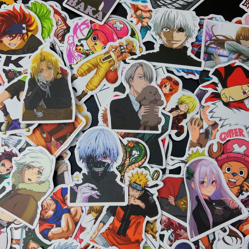 Random Assorted Anime Stickers, 1-100 Pc Themed Anime Waterproof Vinyl ...