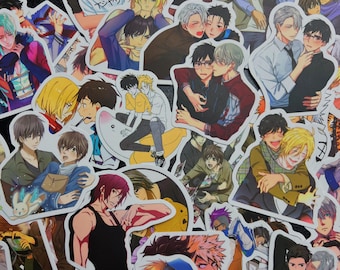 Anime Yaoi Stickers, 50 pc Assorted BL Anime Waterproof Vinyl Sticker for water bottle, laptop, phone case, Vinyl anime sticker, gift