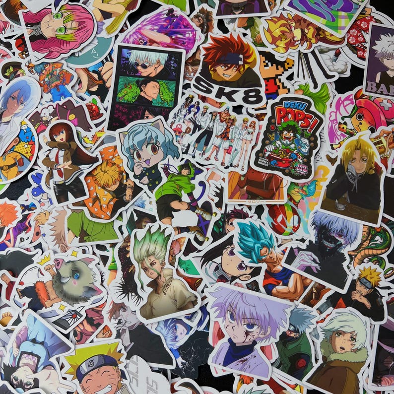 Random Assorted Anime Stickers, 1-100 Pc Themed Anime Waterproof Vinyl ...