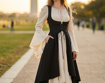 Middeleeuwse renaissancejurk dames, gotische Victoriaanse prinsessenjurk, Renaissance Fair-kostuum