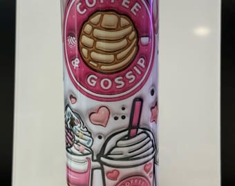 Café y chismes – Vaso térmico personalizado de acero inoxidable de 20 oz