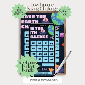 Save the Earth Low Income Saving Challenge | A6 A5 Budget Tracker Printable| Free Saving Guide (Instant Digital Download)