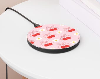 Cherry Pattern Wireless Charger | Pink Daisy Phone Charger