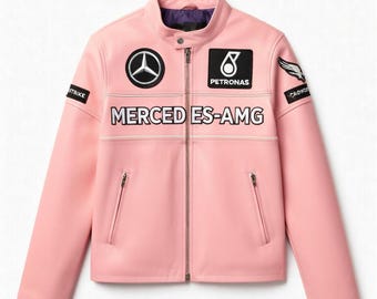Kids Pink Mercedes AMG Inspired Street Racing Jacket | Motorsport Fan Zip-Up