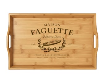 Maison Faguette Bamboo Serving Tray | Engraved Bread Design