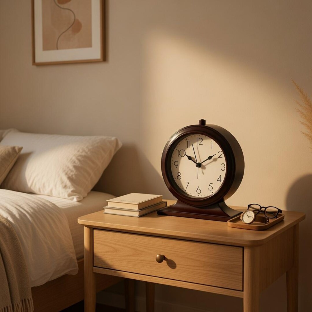 Vintage Metal Desk Clock Silent Quartz Analog Alarm Classic Office ...