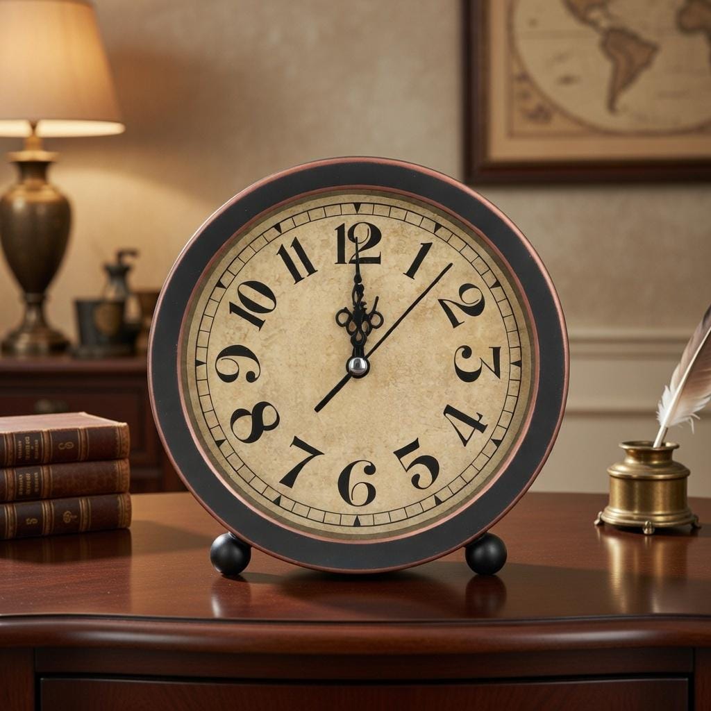 Horloge De Table S.T. Concepts 7501 - Bronze Acier Antique - Quartz - NOS