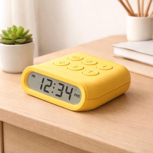 Reloj despertador digital portátil, temporizador de doble cuenta regresiva, dispositivo de viaje con volumen ajustable.