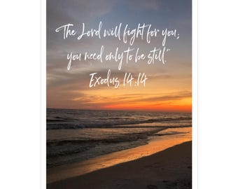 Exodus 14:14 Scripture Sunset Sticker | Vinyl Decal