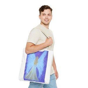 Angel Wings Painting Tote Bag | Ethereal Blue Angel Artwork image 13
