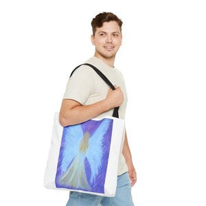 Angel Wings Painting Tote Bag | Ethereal Blue Angel Artwork image 7