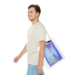 Angel Wings Painting Tote Bag | Ethereal Blue Angel Artwork image 9