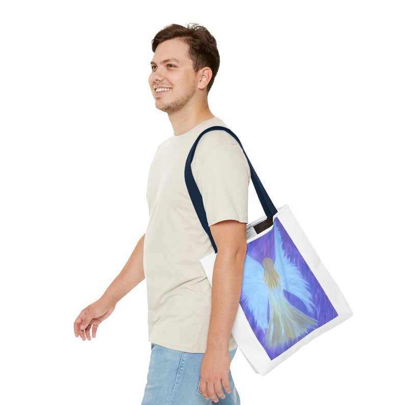 Angel Wings Painting Tote Bag | Ethereal Blue Angel Artwork image 15
