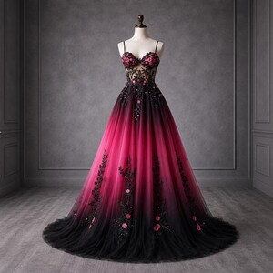 open lace back dress Beautiful A line Straps Ombre Red Long Chiffon Prom Dress P1284 –  PreppyDress main image 0