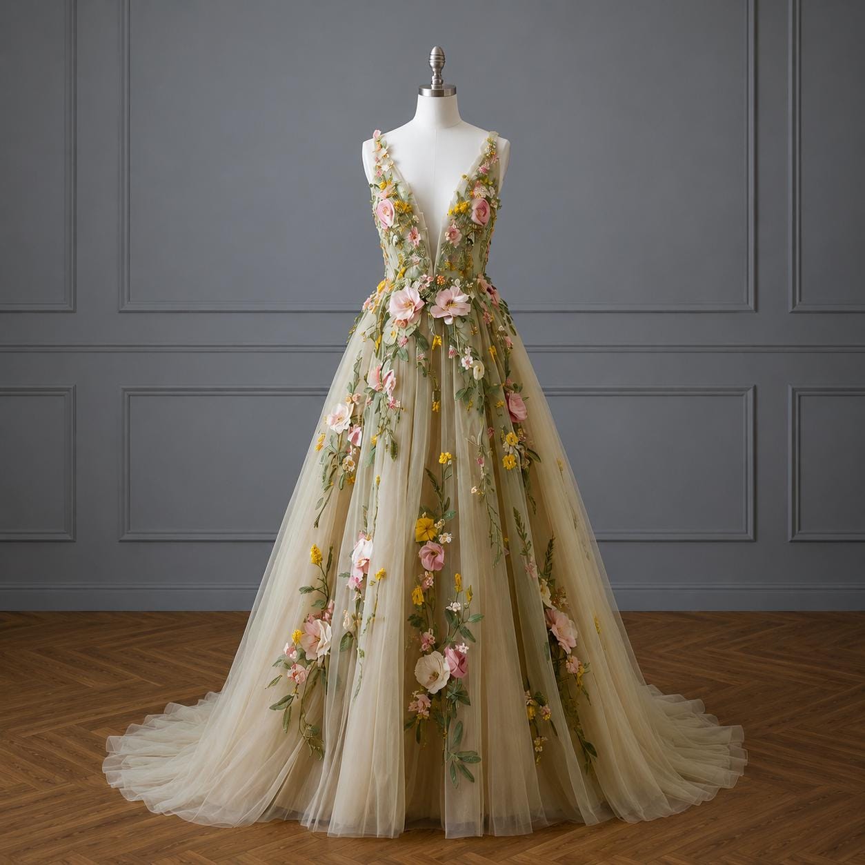 dropped waist dress wedding WL016 - Strapless Drop Waist Cascading Wedding Dress - Andrea & Leo main image 0