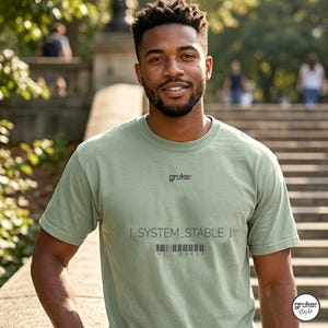 System Stable Graphic Tee - Comfort Colors Vintage Streetwear T-Shirt, Minimalist Tech Aesthetic Shirt, Cyberpunk Graphic Top, Gruker Studio