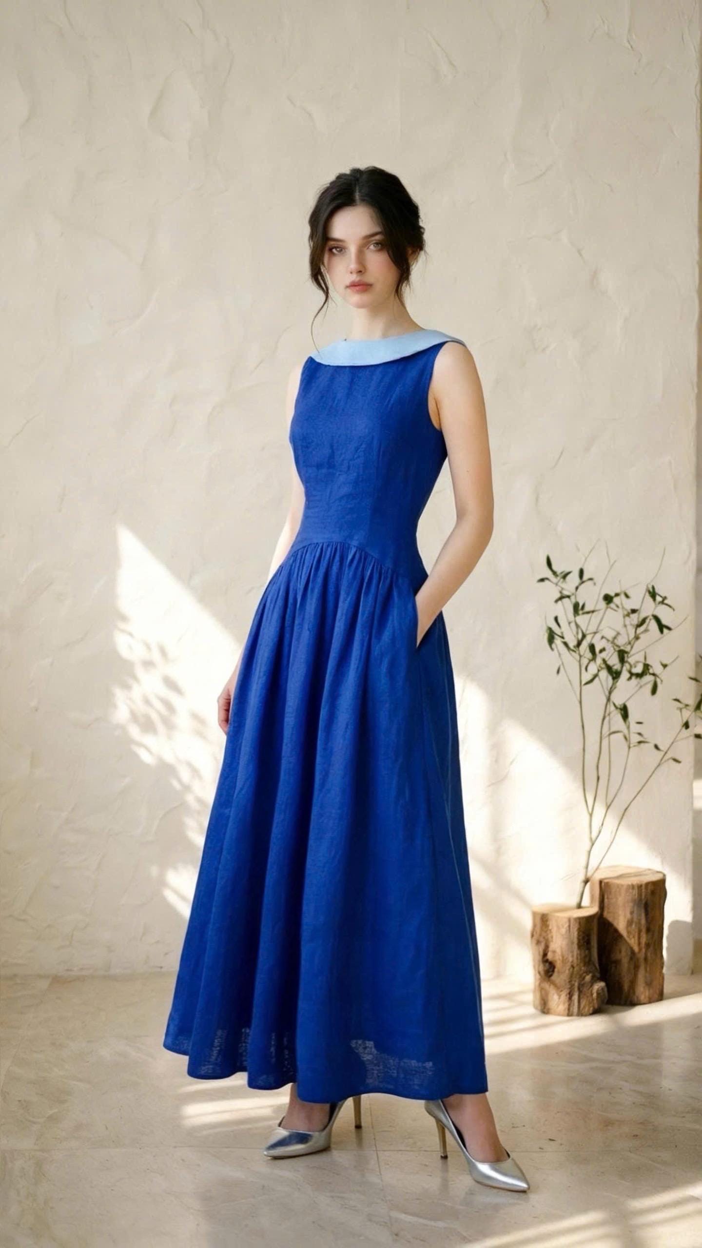 royal blue fit and flare dresses Royal V Neck Fit and Flare Dress 39928