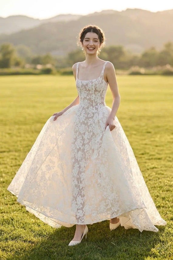 vintage corset wedding dresses Square Neck Lace Dress Bridal Gown Floral A Line Marriage Dress Cottagecore Bridal Dress Fairy Tale Gown Boho Bride Perfect for castle weddings Size:Medium | Large Satin corset Leopard Coast Women's Taffeta Bow