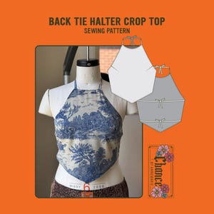 Halter Crop Top Sewing Pattern | Beginner Friendly (XS-XXL) (PDF Pattern)