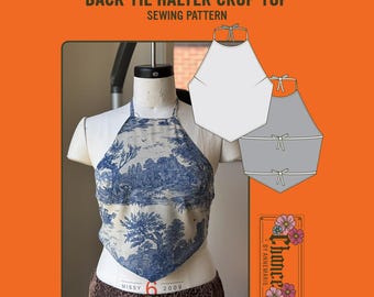 Halter Crop Top Sewing Pattern | Beginner Friendly (XS-XXL) (PDF Pattern)