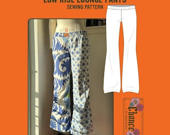 Low Rise Lounge Pants Sewing Pattern | Beginner Friendly, Elastic Waist (XS-XXL) (PDF Pattern)
