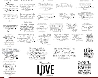 Paquete de archivos SVG cristianos, versículos bíblicos en formato SVG, citas de fe en formato SVG para Cricut, diseños religiosos en formato PNG, EPS y DXF, citas bíblicas sobre Jesús y Dios, citas de fe.