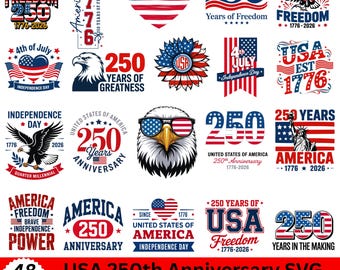 SVG del 250 aniversario, paquete de SVG de la bandera de EE. UU., Estados Unidos 1776-2026, archivos SVG patrióticos, archivos de corte Cricut del Día de la Independencia, archivos Cricut del 4 de julio