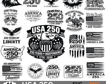 SVG del 250 aniversario, paquete de SVG de la bandera de EE. UU., Estados Unidos 1776-2026, archivos SVG patrióticos, archivos de corte Cricut del Día de la Independencia, archivos Cricut del 4 de julio