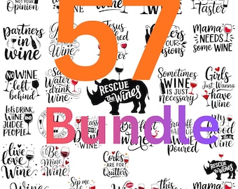 Paquete de SVG con frases sobre vino, paquete de SVG sobre alcohol, 57 SVG con frases sobre vino, SVG con dichos sobre vino, PNG, DXF, EPS, perfecto para amantes de Cricut y la sublimación.