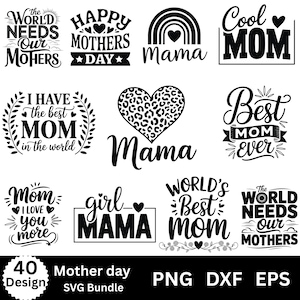 Moederdag SVG-bundel, Mom Life Svg, Mama Quote bundel, Funny Mom Svg, Best Mom Ever Shirt Design, Cricut Silhouette Cut-bestanden, PNG, DXF, Eps