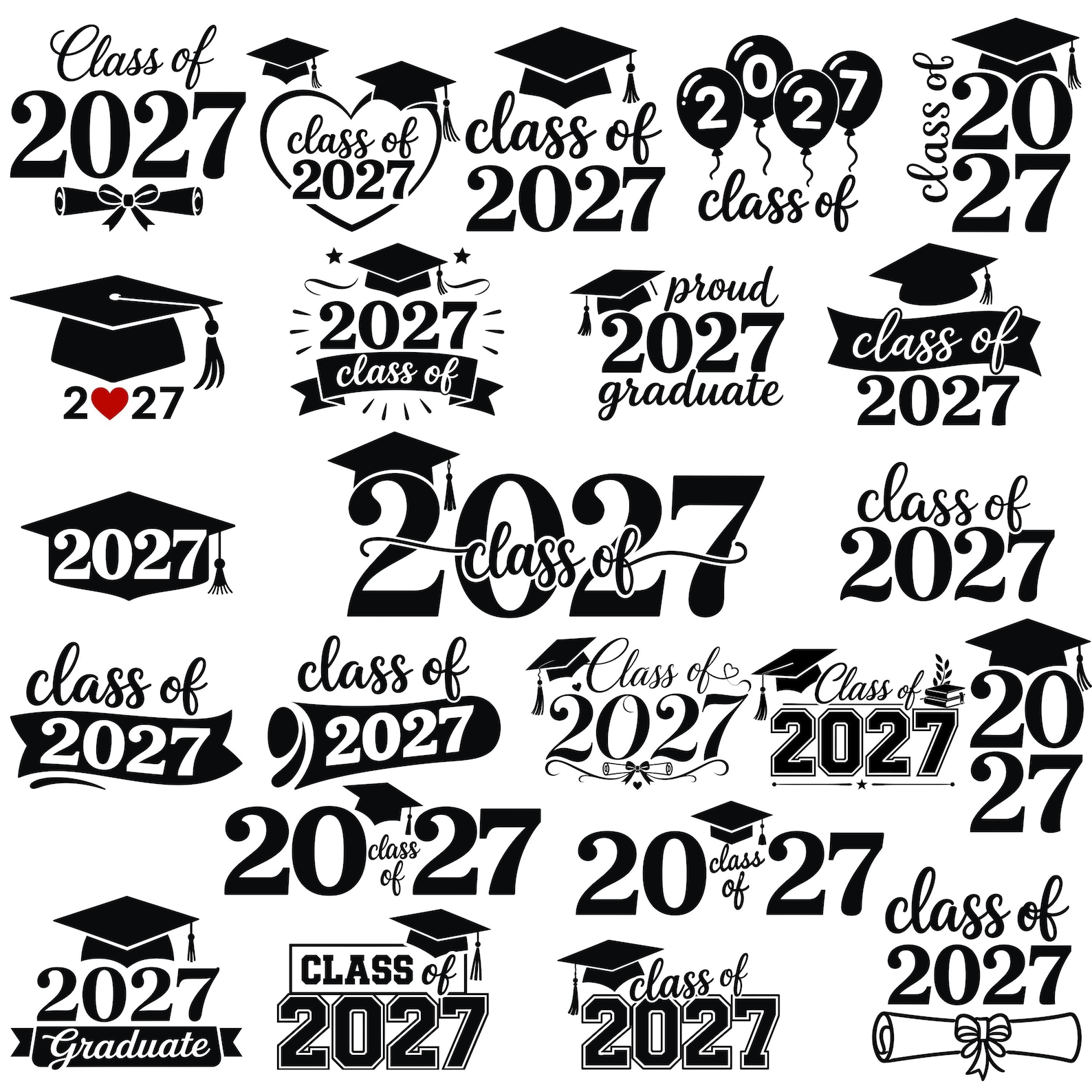 Senior 2027 SVG Bundle, Class of 2027 Graduation SVG, Graduate Cap Cut ...