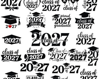 Senior 2027 SVG Bundle, Class of 2027 Graduation SVG, Graduate Cap Cut Files, Graduation PNG Cricut Silhouette Designs,Graduate Cap Designs