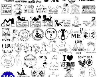 Paquete de archivos SVG para adultos, citas sarcásticas y divertidas en formato SVG, archivos de corte para adultos con contenido grosero para Cricut, frases subidas de tono en formato PNG y DXF, para uso comercial.
