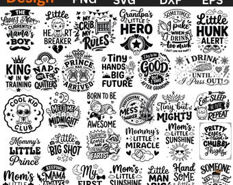 Paquete de SVG para bebés / Frases divertidas para bebés en formato SVG / SVG para recién nacidos y baby showers / SVG para bodys de bebé / Frases para bebés en formato SVG / SVG para baby shower / SVG, PNG, DXF, EPS