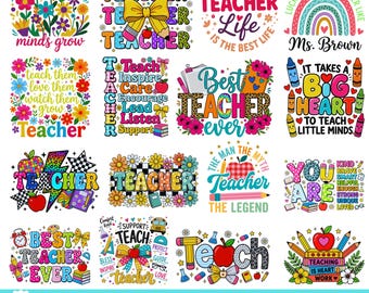 Paquete de imágenes PNG para profesores, PNG de sublimación boho para profesores, diseño arcoíris para la vida de un profesor, PNG de camiseta de agradecimiento para profesores, diseño para profesores de vuelta al cole