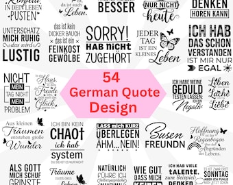 Paquete de SVG con refranes alemanes, citas positivas y diseños divertidos para camisetas, archivo de corte láser de sabiduría, felicidad y amor, archivo para plotter Cricut Silhouette.