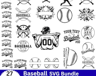 Baseball SVG Bundle, Player Name Designs, Custom Baseball Shirt Svg, ,Team Logo Cricut Files, PNG Svg EPS, Sports Digital Cut Files