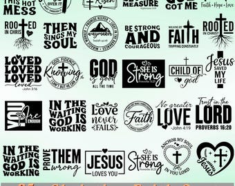 SVG cristiano, paquete de SVG con citas de fe, versículos bíblicos inspiradores y archivos de corte de Jesús para diseño de camisetas, paquete de SVG PNG religioso, hijo de Dios