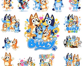 Niedliche Cartoon-Hunde-Cliparts (PNG-Bundle), Kinderfiguren-Designs, Hunde-Familien-PNG, Designs für Sublimations-Shirts, Digitaler Download