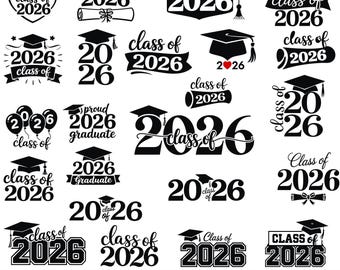 Paquete de archivos SVG para graduados de 2026, diseños de graduación, paquete de archivos SVG de la clase de 2026, archivo SVG de gorro de la clase 14, archivos de corte para graduados de 2026, silueta de graduación para Cricut