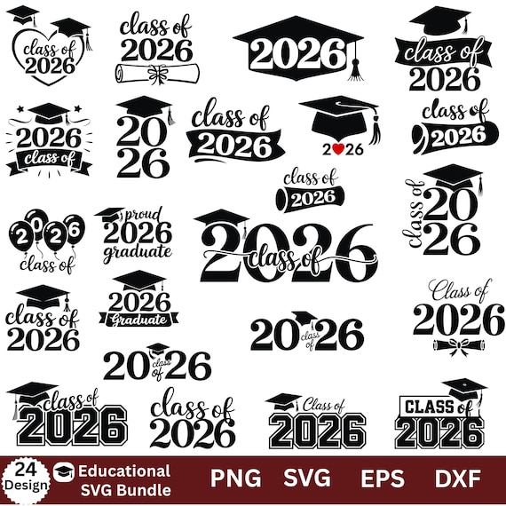 Senior 2026 SVG Bundle, Graduation Designs,Class of 2026 SVG Bundle, Class 14 Cap SVG, Graduate 2026 Cut Files, Graduation Silhouette Cricut