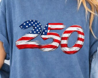 Comfort Colors® USA 250-årsjubileumströja, 4 juli-tröja, USA:s självständighetsdagströjor 250-årsjubileum, 4 juli-familjetröjor