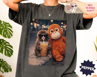 Punch Monkey Comfort Colors® Shirt, Baby Monkey Punch Shirt, Punch Iced Coffee Shirt, Plush Coffee Graphic tee