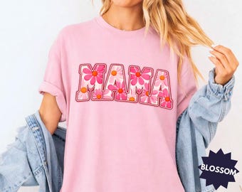 Comfort Colors® mammatröja, blommig mammatröja, mors dag-present, mammatröja, mamma-t-shirt, mammaoutfit, söt mammatröja, trendig mammatopp