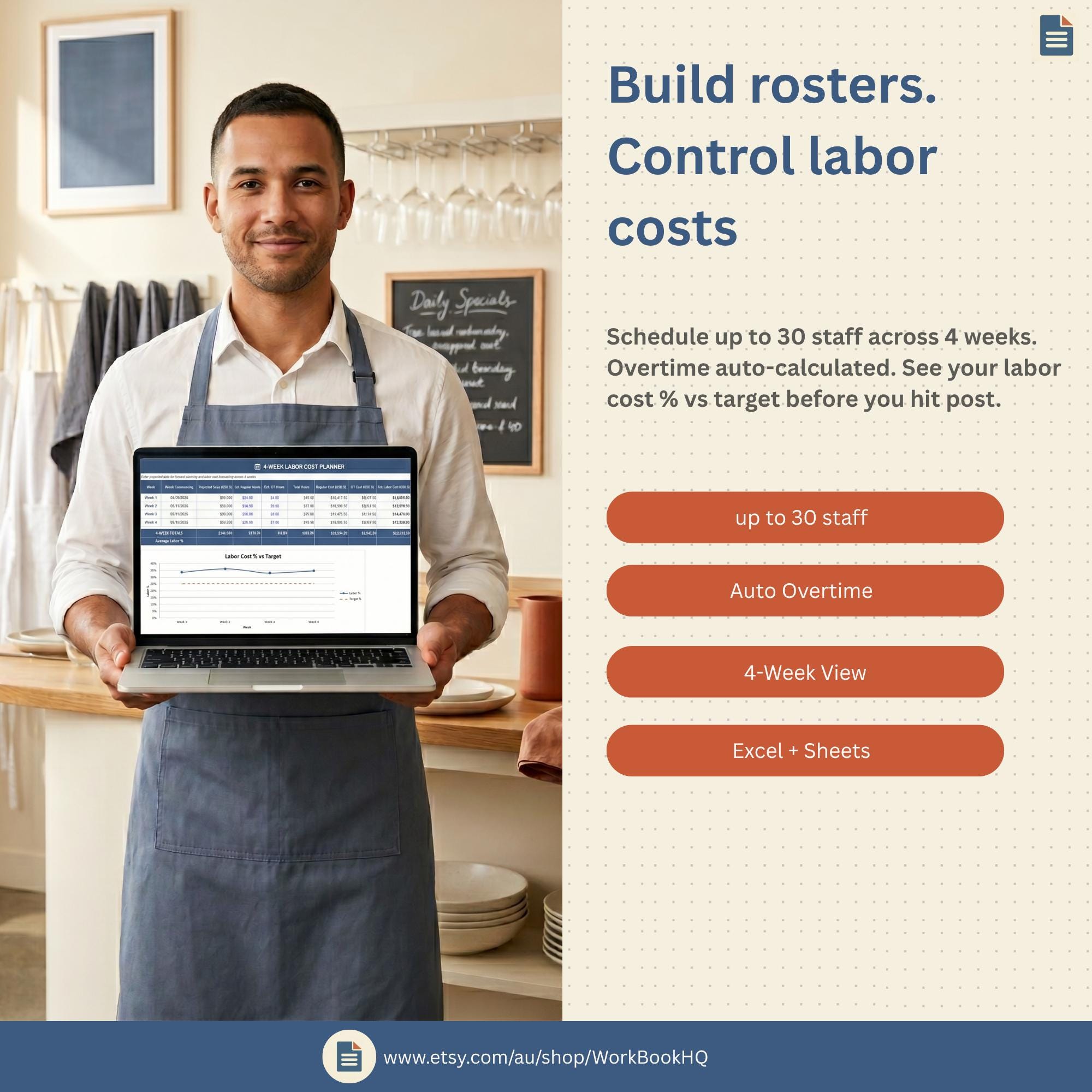 Staff Scheduling Template | Restaurant Labor Cost Calculator | Employee ...