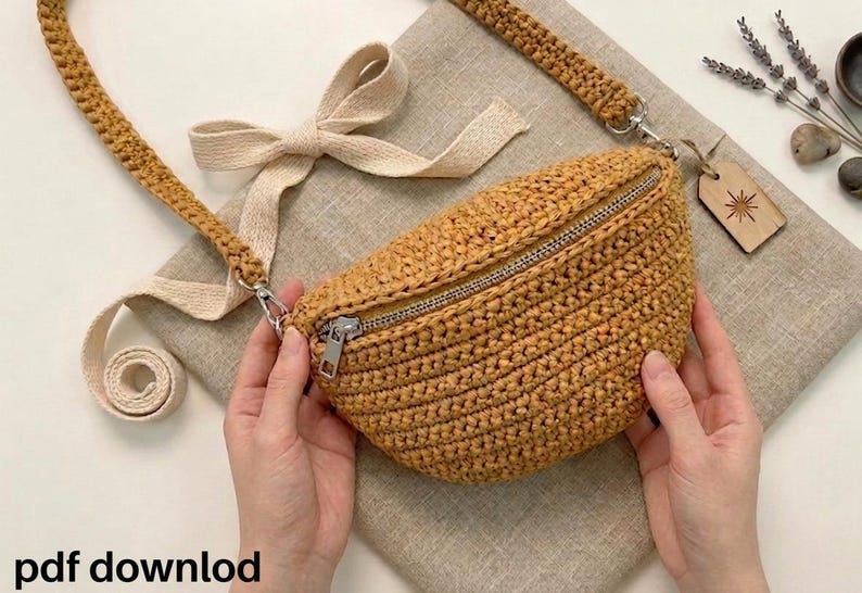 Crochet Banana Bag Pattern, Crochet Waist Bag Pattern, Crochet Belt Bag Pattern, Trendy Summer Crochet Bag, Beginner Friendly image 8