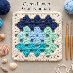 Crochet Granny Square Pattern PDF, Puzzle Granny Square Tutorial, Floral Crochet Block Pattern, crochet motif pattern