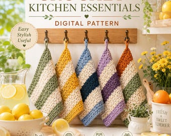 Crochet Washcloth Pattern , Crochet Dish Cloth Pattern, Reusable Kitchen Cloth, Beginner Friendly Crochet Download