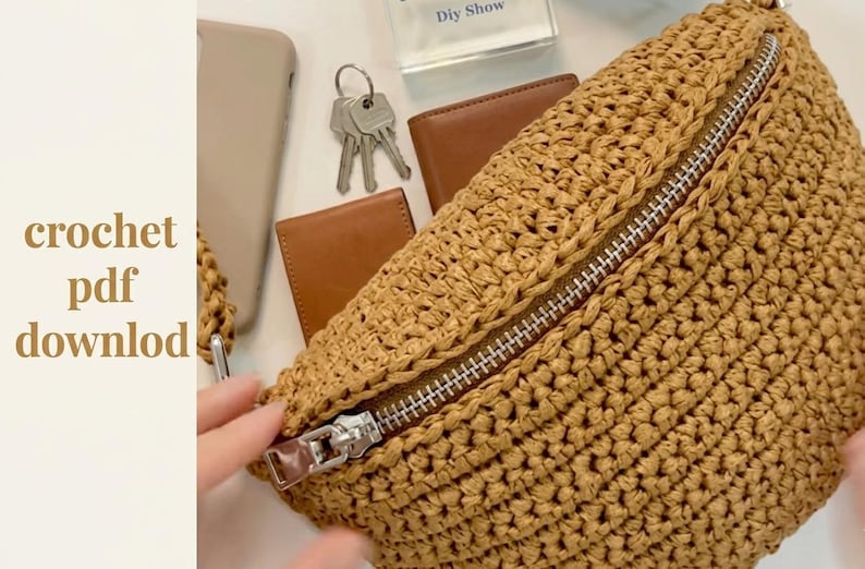 Crochet Banana Bag Pattern, Crochet Waist Bag Pattern, Crochet Belt Bag Pattern, Trendy Summer Crochet Bag, Beginner Friendly image 6